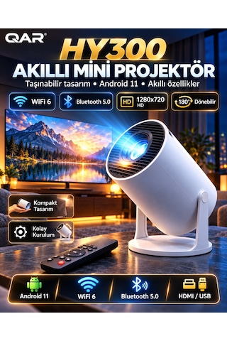 Led Multimedya Projeksiyon Cihazı Hdmı Usb Girişli Yüksek Parlaklık Kaplamalı Lens Ev Sineması Taşınabilir Projektör Full Hd Destekli