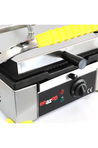 Ev Tipi 8 Dilim Elektrikli Saf Demir Döküm Tost Makinesi 30x23 - İnoks Sarı