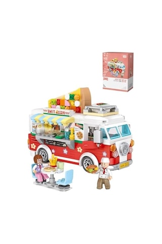 Mini Blok Yapım Seti, 490 Parça İle Pizza Kamyonu Tasarımı