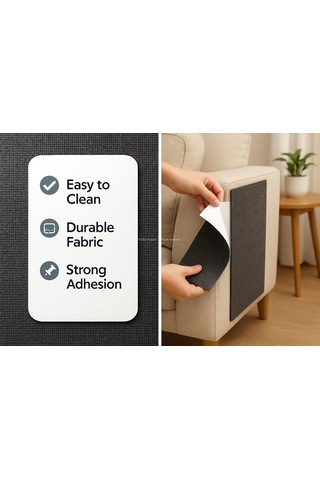 Kendinden Yapışkanlı Antrasit Renk Kedi Tırmalama Matı Koltuk Koruyucu Ped Minder