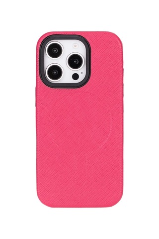 Bloomcase Aeris Electric Fuchsia Apple iPhone Uyumlu 16 Pro Magsafe Hakiki Deri Kılıfı Fuşya