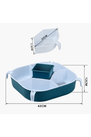 Xiyyadms Kırmızı 360 Derece Döner 5 Bölmeli Plastik Yemek Sepeti - Sulama Delikli, Yemek Saklama Ve Servis İçin, Geniş Kapasite, Ev Ve Partiler İçin Kırmızı