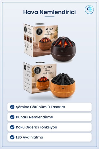 Şömine Görünümlü Hava Nemlendirici Buhar Ultrasonik Koku Giderici