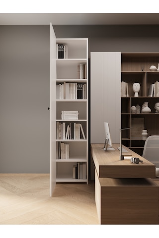 Ligno Mobilya 6 Bölmeli Devasa Salon Kitaplığı - 208 Cm Geniş Klasör Ve Kitap Düzenleyici, Ofis Kütüphanesi 208x46x46 Cm Beyaz