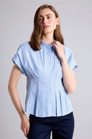 Defacto Fıtted Çizgili Poplin Kısa Kollu Mavi Gömlek H7941ax26smbe552 Mavi-be552