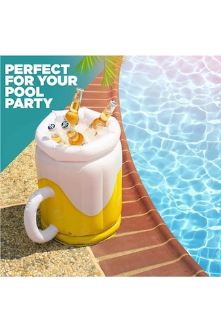 Jialan Şişme Buz Kovası Pvc Bira İçecek Soğuk Kupalar Beyaz - Sarı