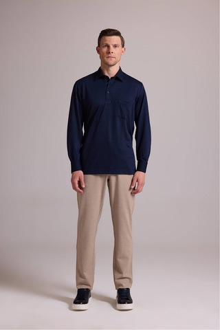 Ysf Erkek Lacivert Polo Yaka Sweatshirt