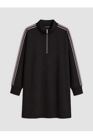 Lcw Everyday Siyah Şeritli Soft Touch Kadın Sweatshirt Tunik