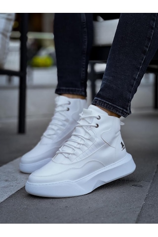 Ba0318 Bağcıklı Erkek Yüksek Taban Beyaz Spor Bot Renklı
