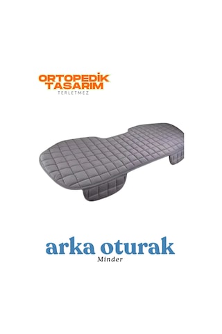 Antrasit Kadife Yüzeyli Araba Oturak Minderi Kaymaz, Arka Koltuklara Uyumlu