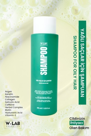 W-Lab Cosmetics Yağlı Saçlar İçin Şampuan 400 Ml