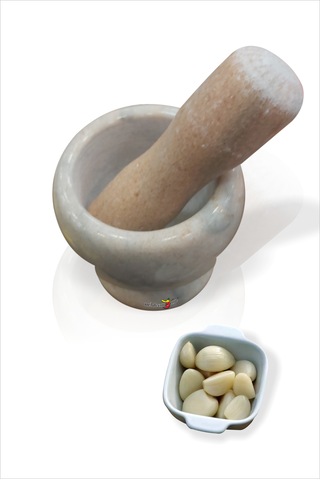 Bej Gerçek Ağır Mermer 11 Cm Sarımsak Çeşni Ezici Havan Tokmak