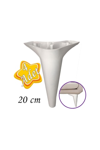4 Adet Zelve 20 Cm Beyaz Lüx Mobilya Kanepe Sehpa Ünite Koltuk Ayağı Baza Ayak