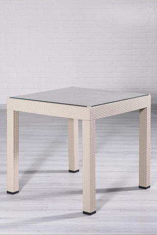 Rattan Small Camlı Cappucino Masa Takımı Bahçe&balkon 1 Camlı Masa + 4 Sandalye