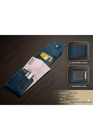 Aldorya %100 Hakiki Crazy Deri Minimalist Akıllı Cüzdan Fonksiyonel Ve Şık Tasarım Unisex Mavi Aldorya %100 Hakiki Crazy Deri Minimalist Akıllı Cüzdan Fonksiyonel Ve Şık Tasarım Unisex Mavi