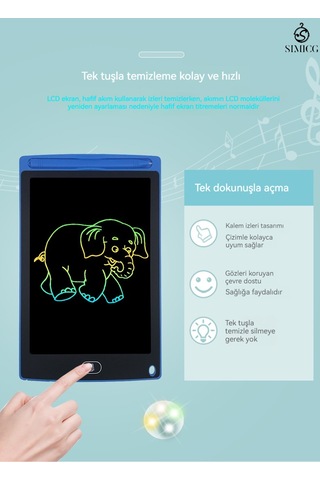 10 İnç Lcd El Yazısı Tableti Lcd Elektronik Renkli Ekran Yüksek Parlaklık Beyaz