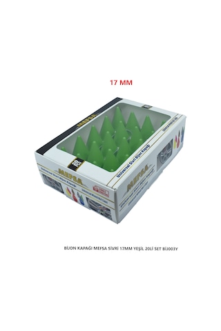 Bijon Kapağı Sivri 17 Mm Yeşil 20 Li Set