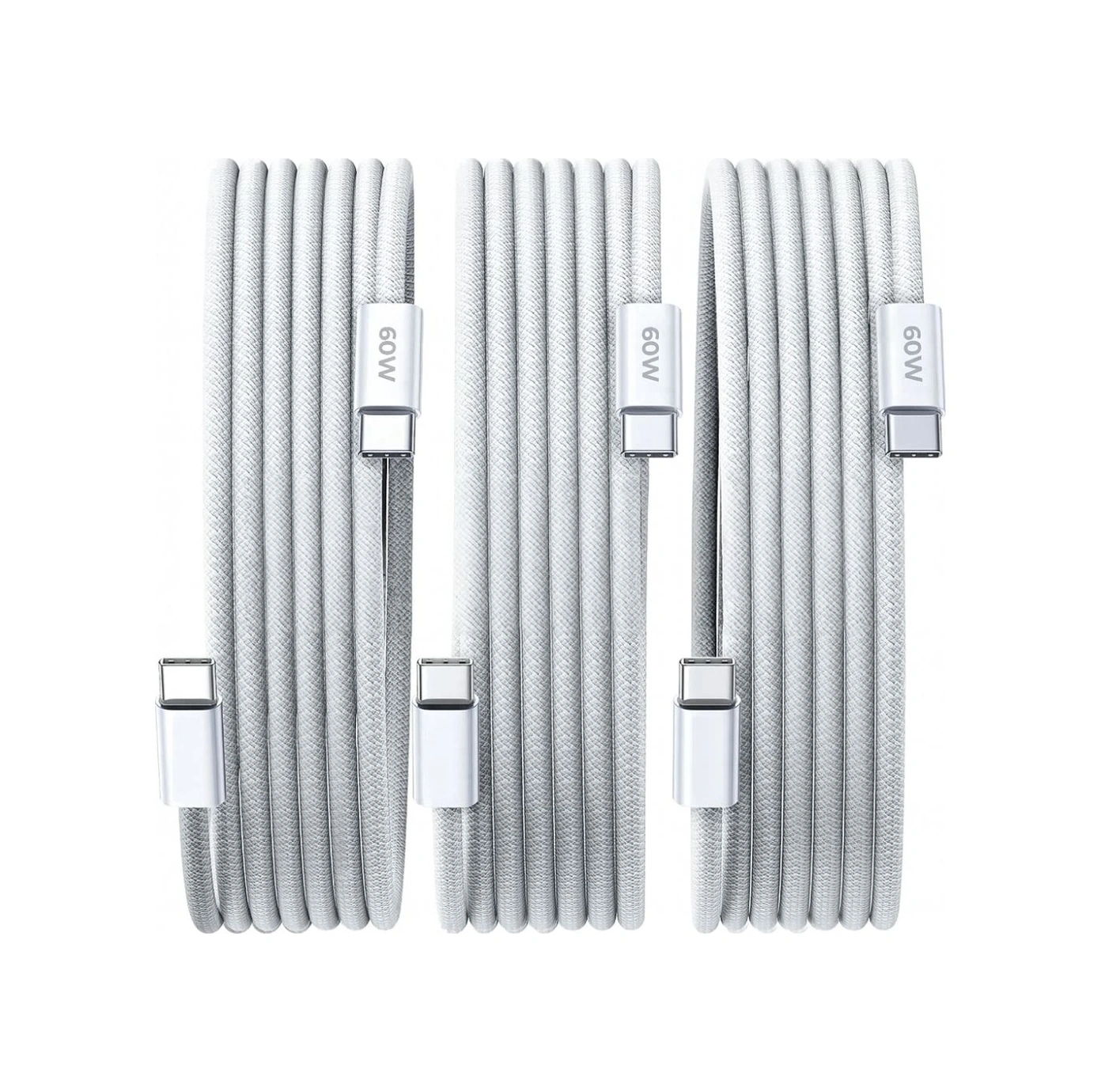 Schitec 3 Paket 6a 60w Type-c To Type-c Örgülü Hızlı Data Ve Şarj Kablosu 1 Metre K291