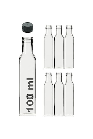 Afracam Maraska Şeffaf 100 Ml Sızdırmaz Kapaklı Boş Cam Şişe 6 Adet Genel