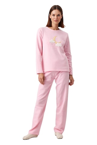 Ersefa Kadın Sevimli Penguen Desenli Polar Pijama Fonksiyonel Dayanıklı Pembe