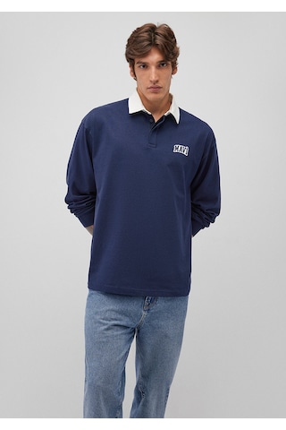 Mavi - Mavi Logo Baskılı Lacivert Polo Sweatshirt 0s10172-70497 Lacivert