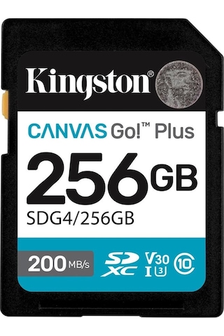 Kingston Sdg4-256gb 256gb Sdxc Canvas Go Plus Gen4 200mb-s C10 Uhs-ı U3 V30 Hafıza Kartı
