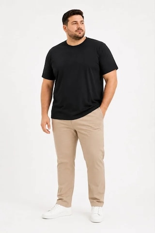 Modi Erkek Battal Big Size Basic Tişört Bisiklet Yaka Rahat Kalıp T-shirt - Siyah Açık Lacivert - Gri - Siyah