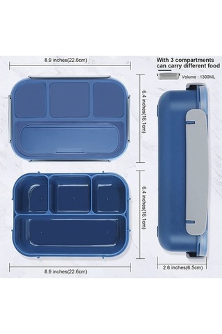 Ebitda Japon Yemek Kutusu Bölmeli Taze Kutu Salata Yemek Kutusu Öğrenci Plastik Açık Hava Pikniği Kamp Yemek Kutusu Yeşil 1.3l, 22.6x16.1x6.5cm Yeşil