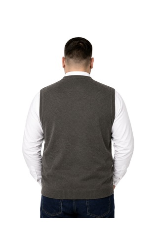 Battalmoda Erkek Büyük Beden Koyu Vizon Cepli Triko Yelek 3xl-4xl-5xl-6xl