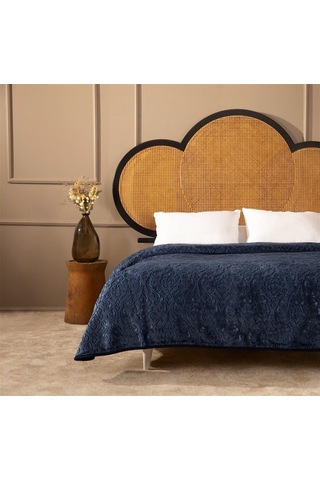 Apricitas Elegant Emboss Çift Kişilik Battaniye Denim -