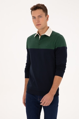 U.S. Polo Assn. Erkek Regular Fit Polo Yaka Koyu Yeşil Sweatshirt 50316428-VR079