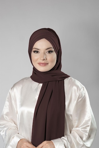 Hürrem Bone Pratik Hazır Geçmeli Bone Şal Şifon Kendinden Boneli Üç Bantlı 1451 14 1451 14 Kahverengi
