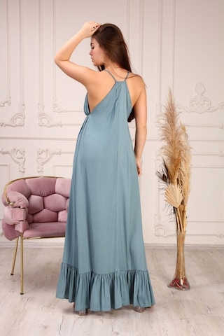 Aymeravm - Örgü Askılı Büzgülü Kadın Elbise - Knz1228Ga