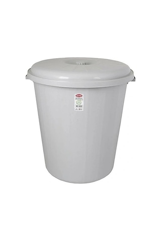 Planet Kapaklı Jumbo Boy Gri Çöp Kovası 90 L Gri