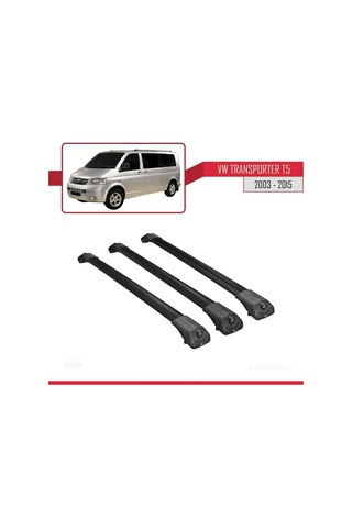 Volkswagen T5 2003-2015 Arası İle Uyumlu Ace-1 Ara Atkı Tavan Barı Siyah 3 Adet Bar