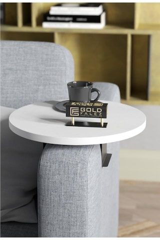 Goldfalez Ayarlanabilir Tepsi Dekoratif Modern Tepsi Yan Sehpa Beyaz