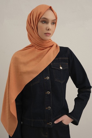 Armine Turuncu Link Desen Bambu Cotton Şal 72 Turuncu