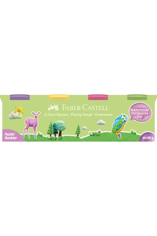 Faber-Castell Oyun Hamuru 4 Renk,4x100 gr, Pastel Tonlarda Güvenli,Yumuşak Hamur,Eğlenceli Hamur Seti Faber-Castell Oyun Hamuru 4 Renk,4x100 gr, Pastel Tonlarda Güvenli,Yumuşak Hamur,Eğlenceli Hamur Seti
