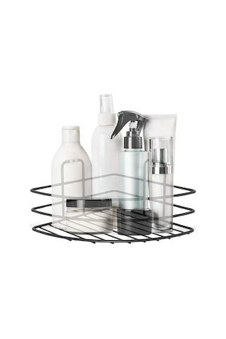 Kendiliğinden Yapışkanlı Montaj Gerektirmeyen Tek Katlı Banyo Askı Köşe Şampuanlık Siyah 4172 Çok Renkli