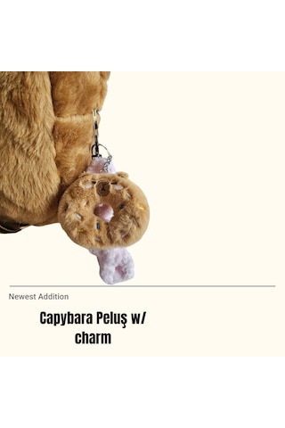 Capybara Peluş Sırt Çantası W/ Charm Kahverengi