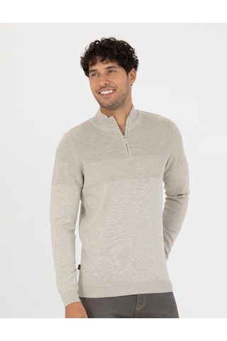 Pierre Cardin Erkek Kum Melanj Triko Kazak 50278093-vr123 Kum Melanj