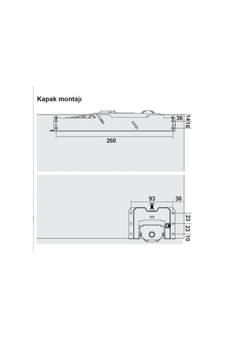 Sürgülü Kapak Frenli Mekanizme Sistemi 180 Cm Göre