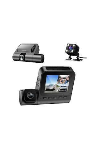 V600 3 Kameralı Araç Kamerası + Obd Park Modu Kiti Full Hd Kayıt, Gece Görüş, Geniş Açı
