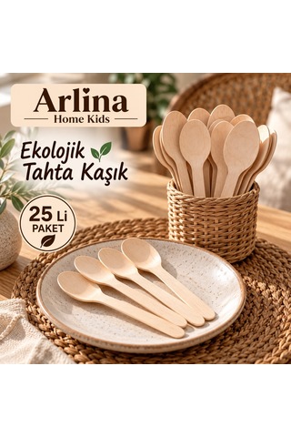 16 Cm Ekolojik Tahta Kaşık 25 Li Ahşap