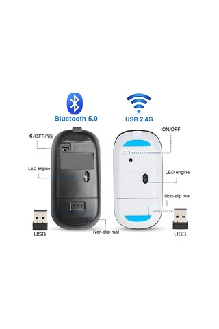 Hpy Pazar Led Aydınlatmalı Şarjlı Sessiz Kablosuz Mouse Siyah