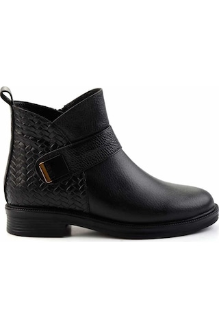 Siyah Siyah Hakiki Deri Kadın Bot & Bootie K02531270003 Siyah