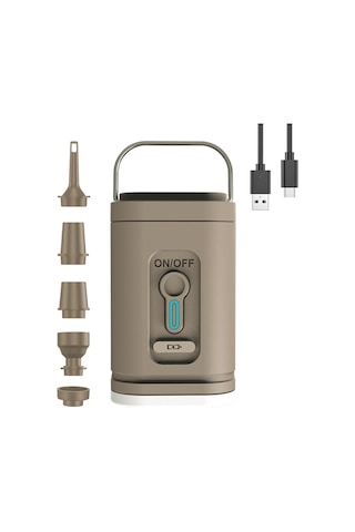 Tenfowee Usb Şarjlı Dış Mekan Pompası - Havlu Yatağı, Yüzme Havuzu, Balon Şişirme Ve Boşaltma - 5 Uç Ve Led Işık - Kahverengi İçinli Li-pil