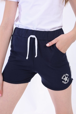 Toontoy Kız Çocuk Yıldız Arma Nakışlı Şort Lacivert