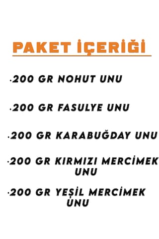 İpek Değirmen Karabuğday Nohut Fasulye Kırmızı Yeşil Mercimek Unu Vegan Glutensiz Un Set 5 x 1 KG