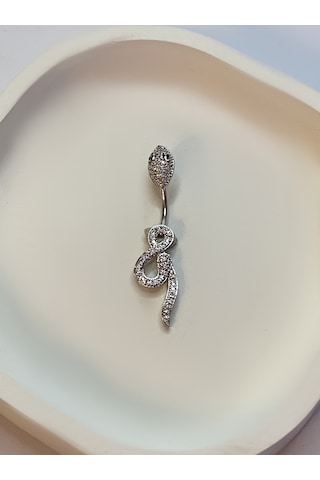 Kadın Yılan Ve Sonsuzluk Model Çelik Piercing Gümüş